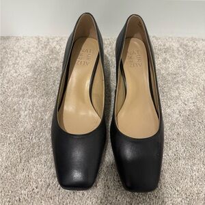 Naturalizer Square Toe Warner Pump Block Heels Black Size US 8